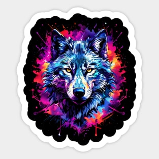 Wolf Face - Graphic design, Vibrant Colors, Colorful Art, Wolf Gift for Women, Men, Kids, Nature Lover, Wildlife, Animal, Howling, Moon, Best Gift for Wolf Lover, Sticker